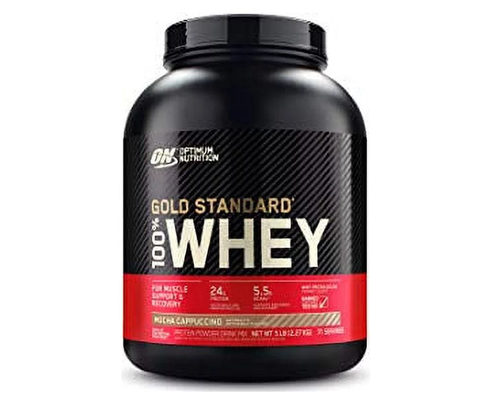 Gold May , Cappuccino, Whey, 100% Powder(Packaging Standard Pound Oz 5 80 Vary), Optimum Nutrition Protein Mocha