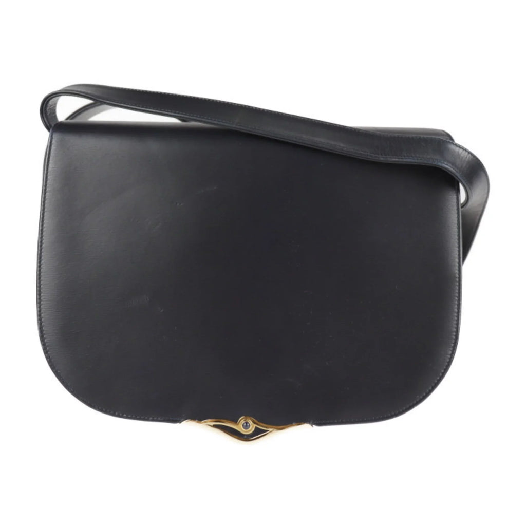 sapphire CARTIER line 2WAY dark (Good) bag leather navy clutch Pre-Owned shoulder calf Cartier