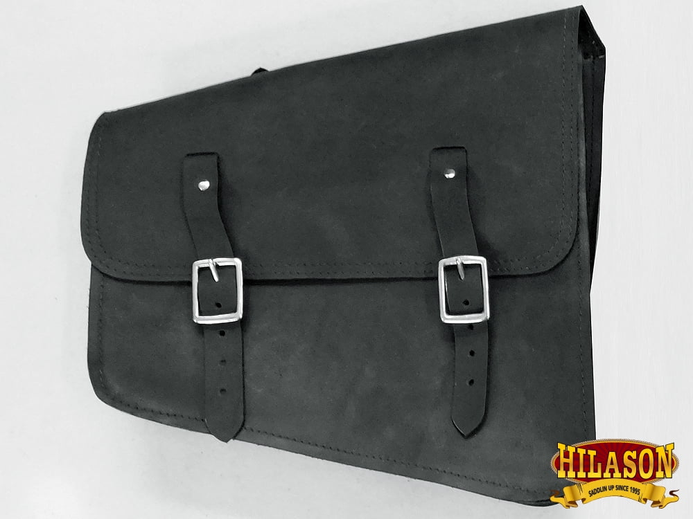 Motorcycle Side Saddle Western Left 52HS Bike Rigid Leather Bag Solo Flap