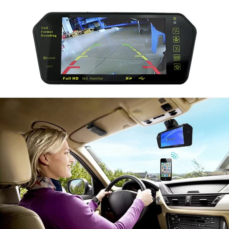 Car TFT FM Mirror RearView Bluetooth TF HD Full with Monitor Built-in Photo 7" LCD Car USB Display inch Mp5 Slot