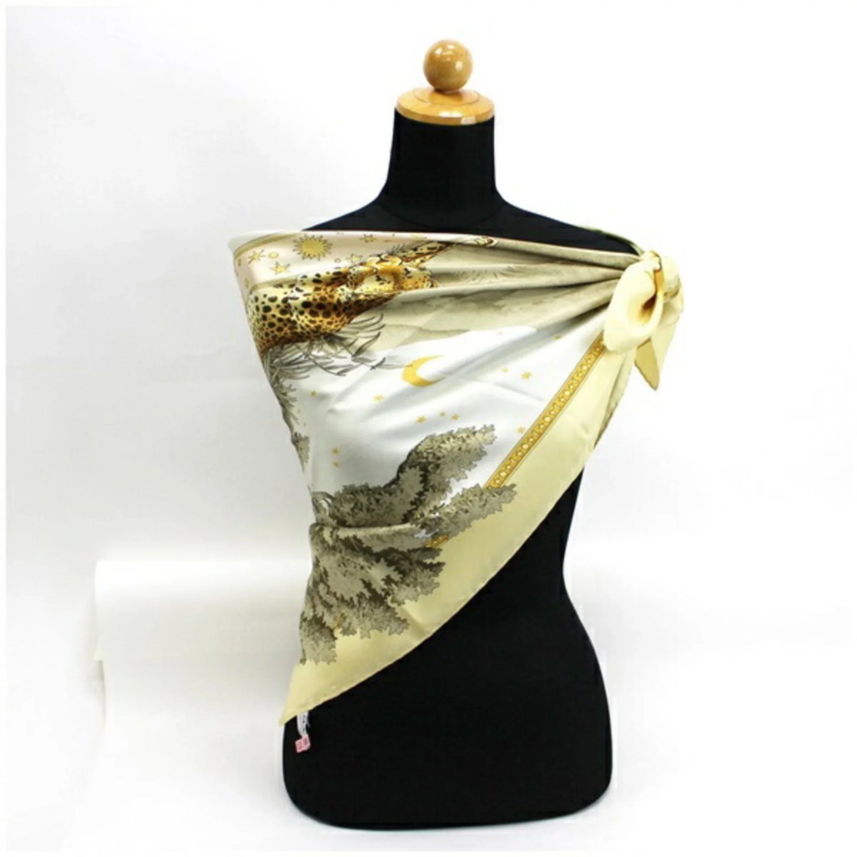 animal ladies paper scarf leopard muffler Ferragamo pattern Pre-Owned SALVATORE (Good) FERRAGAMO silk Salvatore yellow print