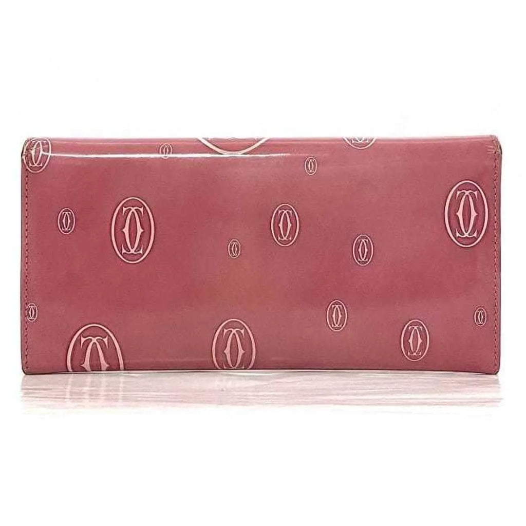2C Birthday Pre-Owned Wallet Bifold Happy Ladies L3000951 Long Cartier (Fair) Pink Motif Leather