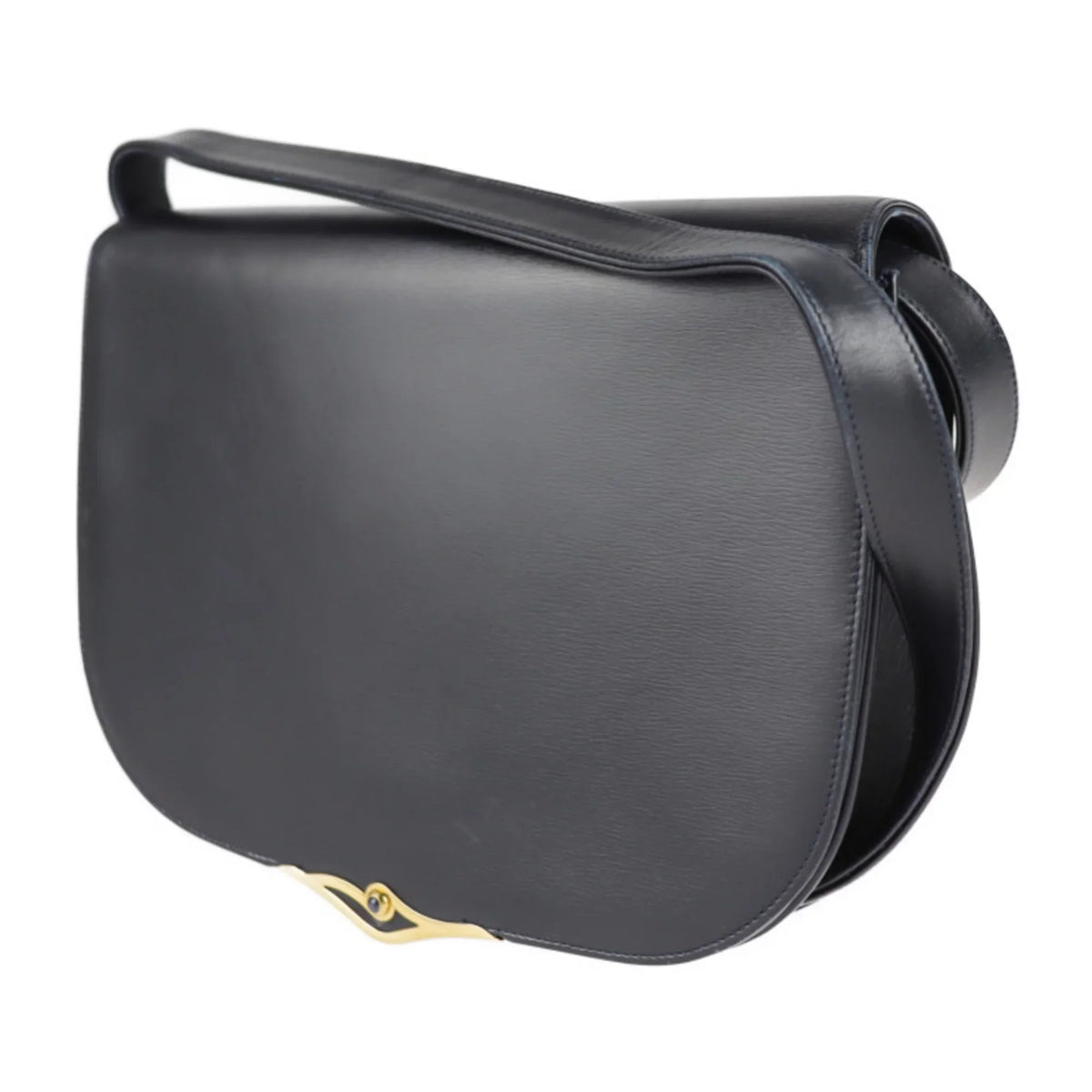sapphire CARTIER line 2WAY dark (Good) bag leather navy clutch Pre-Owned shoulder calf Cartier