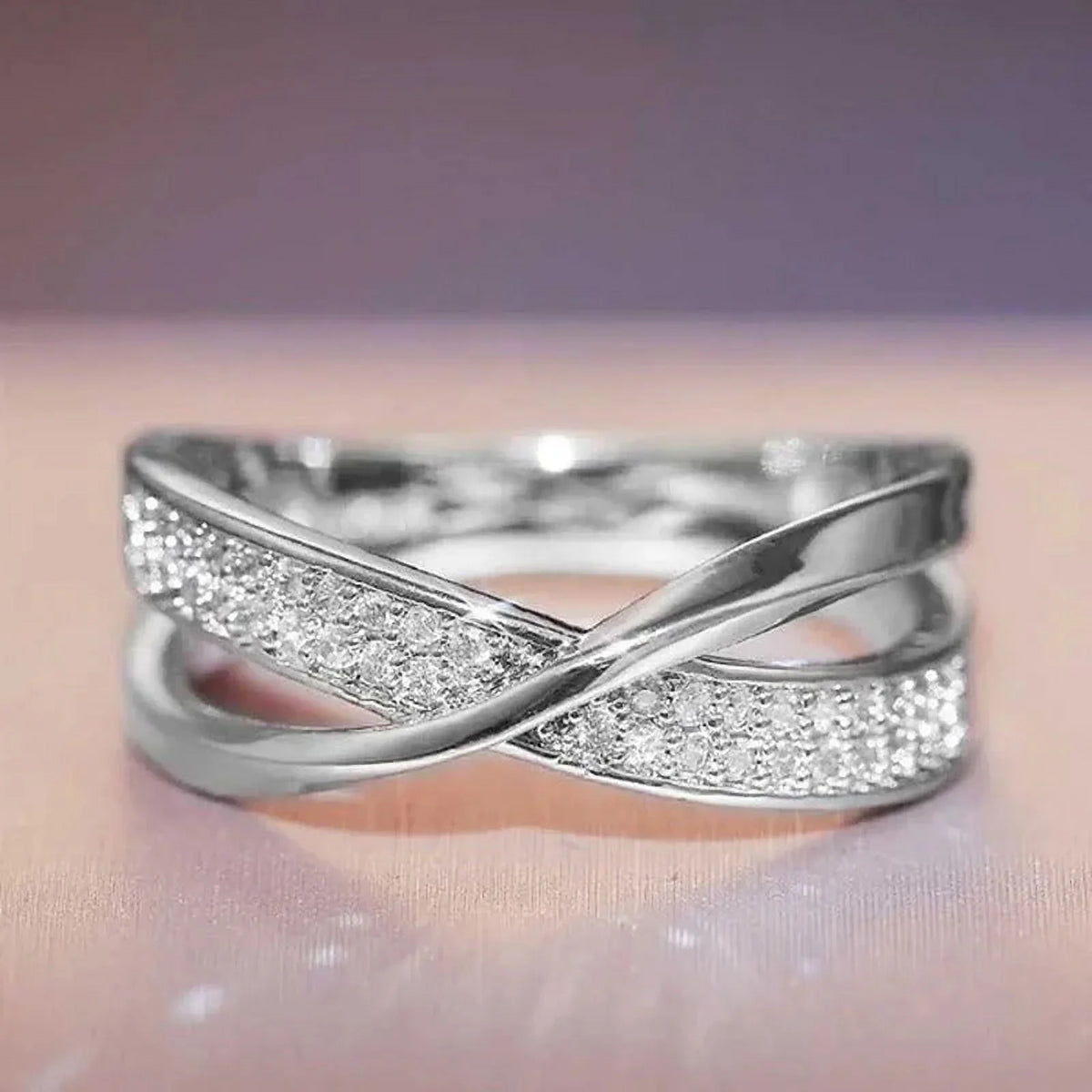 Kingladies White Sapphire Gold Valen Rose Ring Cross Ladies Ring Fashion Delysia