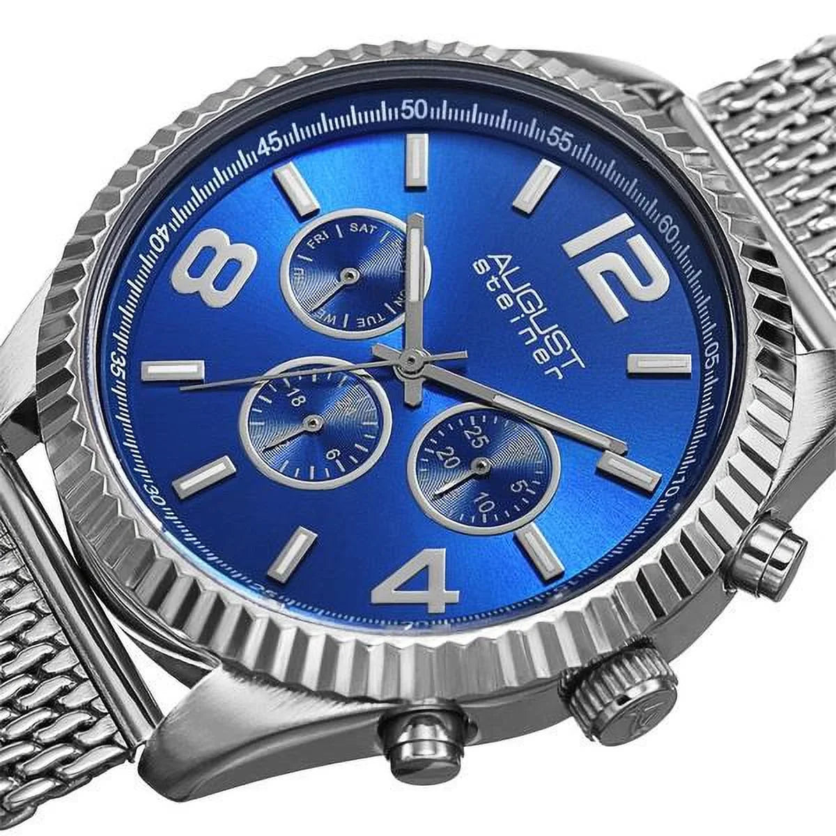 Watch Stainless Steel Bracelet Time Swiss Silver-Tone Quartz Multifunction Men's Dual