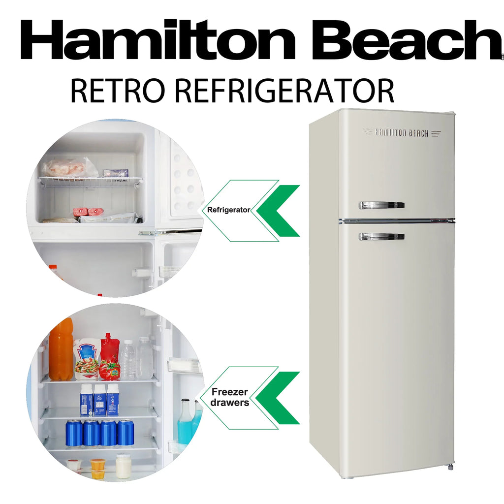 Cu Shelves, Free, Cream, Thermostat Ft HCFC Door Door 2 HBF1050, Hamilton 10 Control 5 Retro Refrigerator, Adjustable Beach