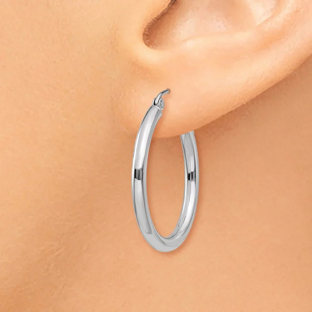 Teens; and Earrings; Lightweight 2.5mm Real and Gold Hoop 14kt Polished for White Tube Men Adults Women for