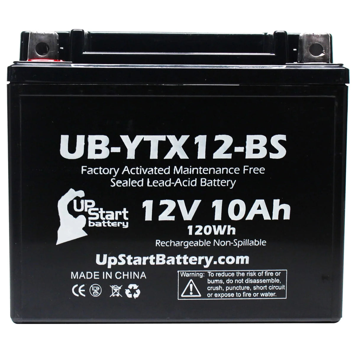 12V, Suzuki 2001 Activated, UB-YTX12-BS Motorcycle 1000 10Ah, Free, UpStart Maintenance - CC Factory GSX-R1000 Battery Replacement Battery