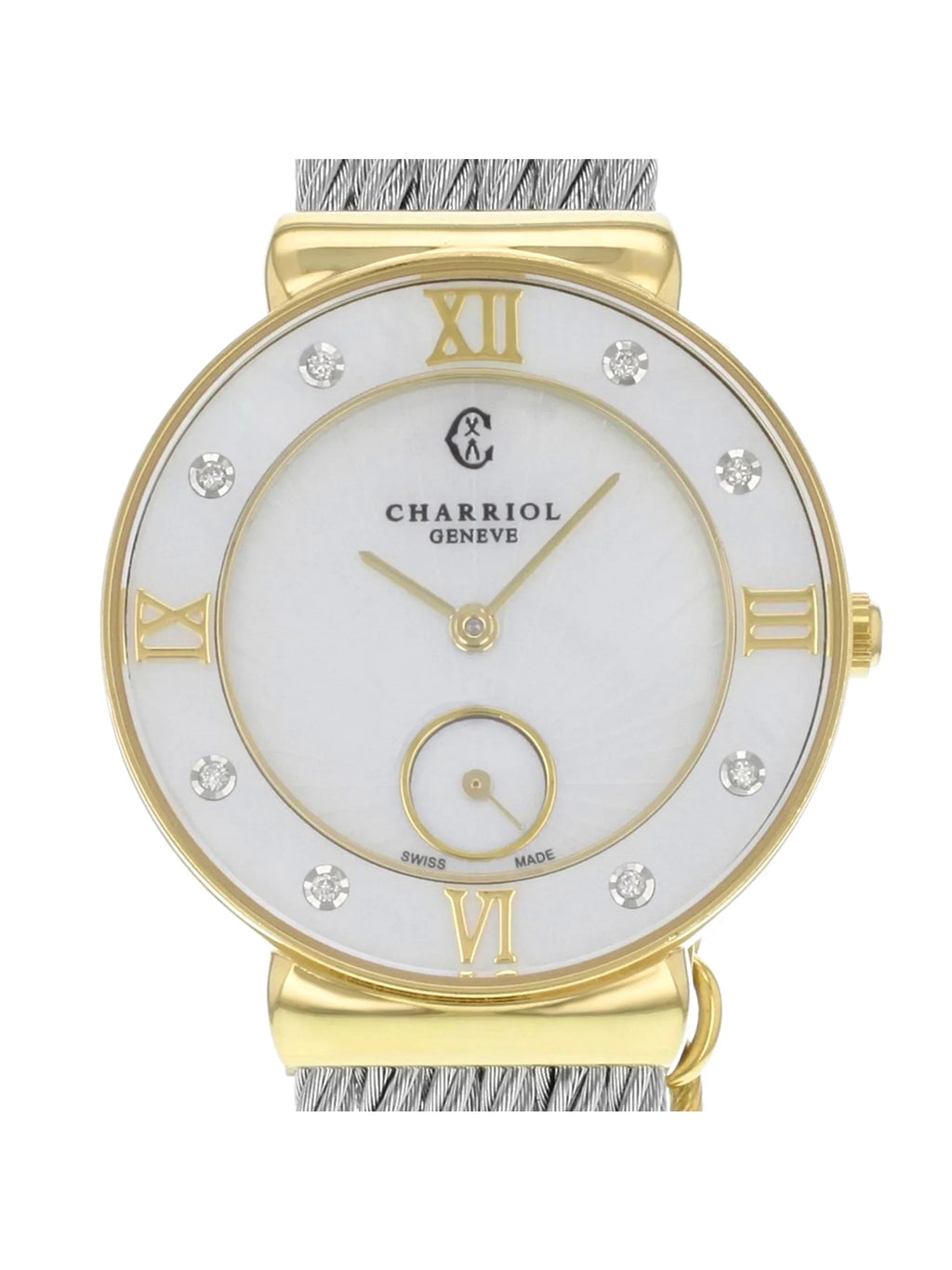 Steel ST30YD.560.009 Ladies Charriol Diamonds MOP Watch Quartz St New Tropez