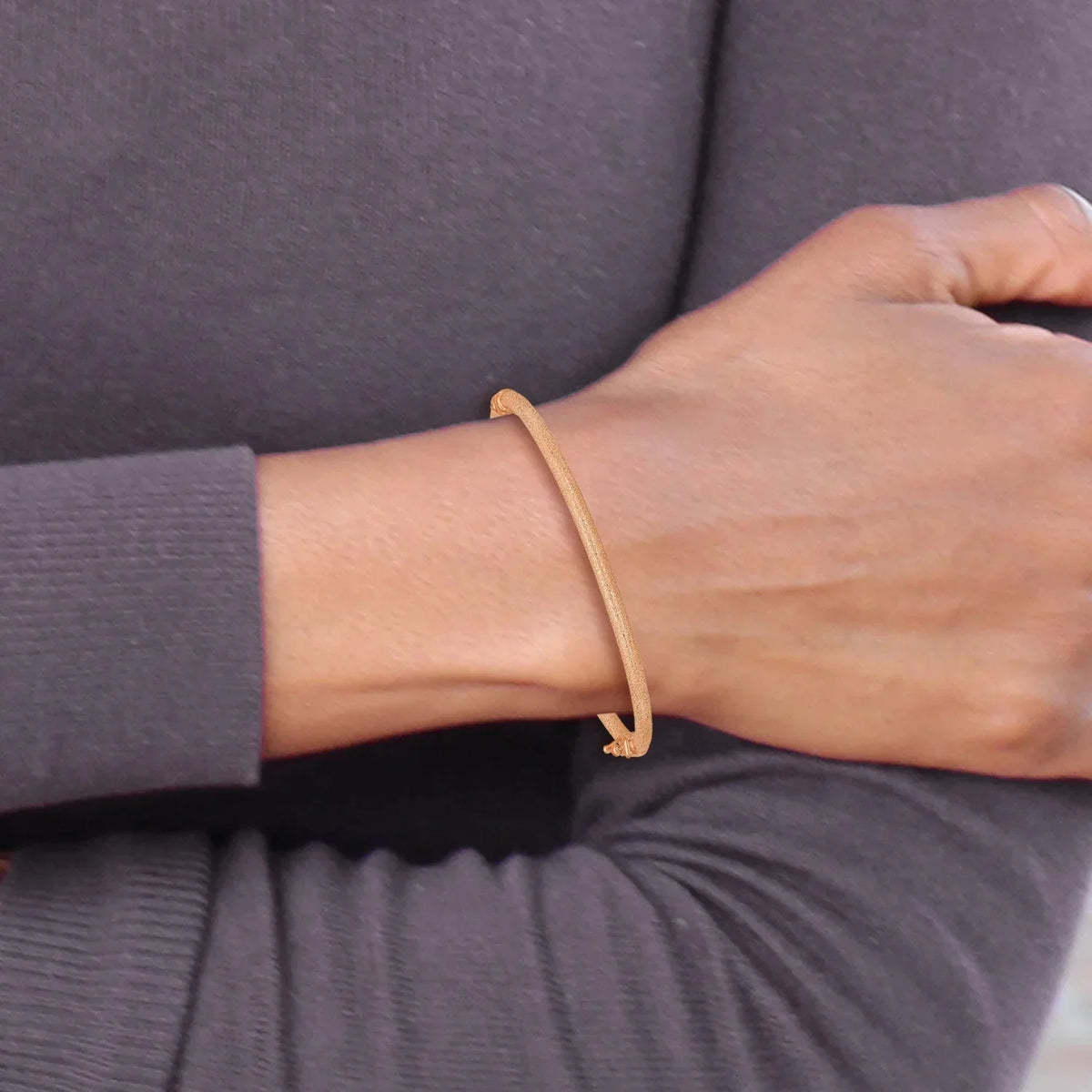 Hinged 14K Bangle Textured Rose Gold