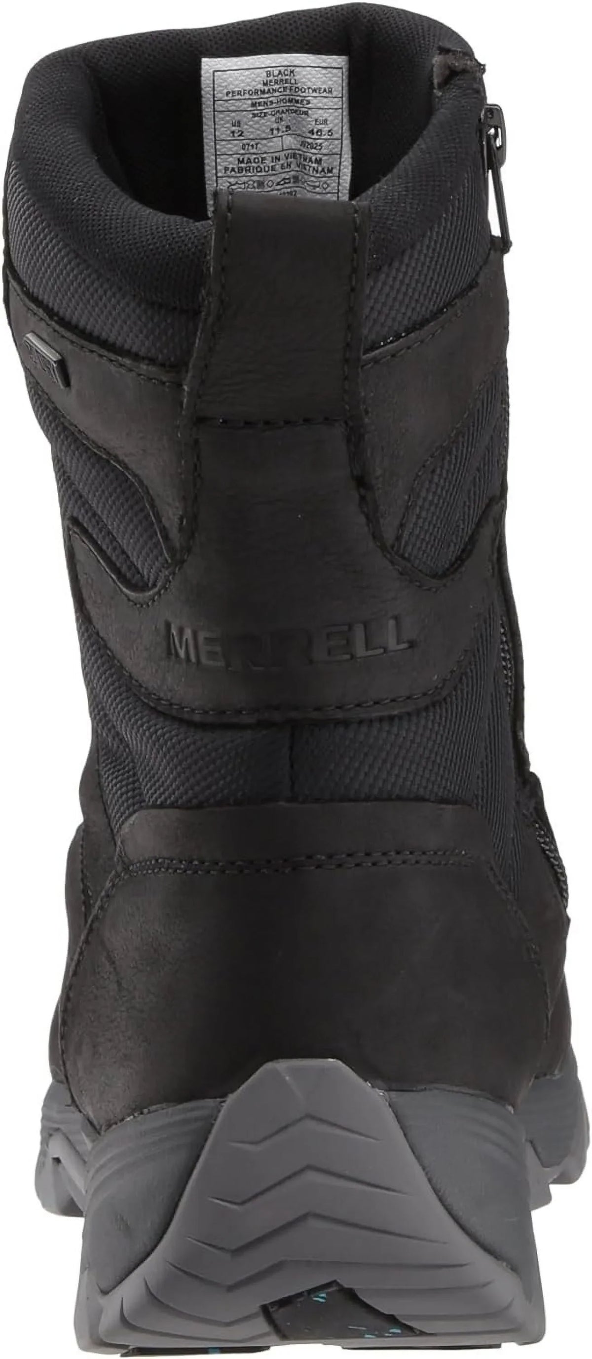 Merrell Men's Polar ICE+ Black, COLDPACK Boot, Waterproof Zip 8" Snow M US 7