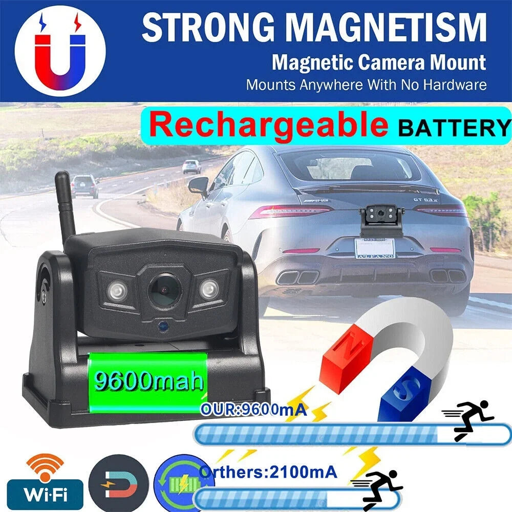 View Battery Jahy2Tech Camera Wireless WiFi Camera, Backup Front/Rear 9600mAh Magnetic