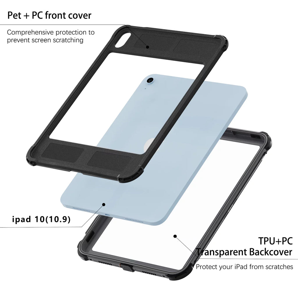 Dustproof Genetation 10th for Underwater Kickstand Pencil IP68 with Case Strap iPad Swivel Rugged Protective (2022) 10.9" Waterproof Shockproof Holder Bracket K-Lion Case Protector Screen Carrying