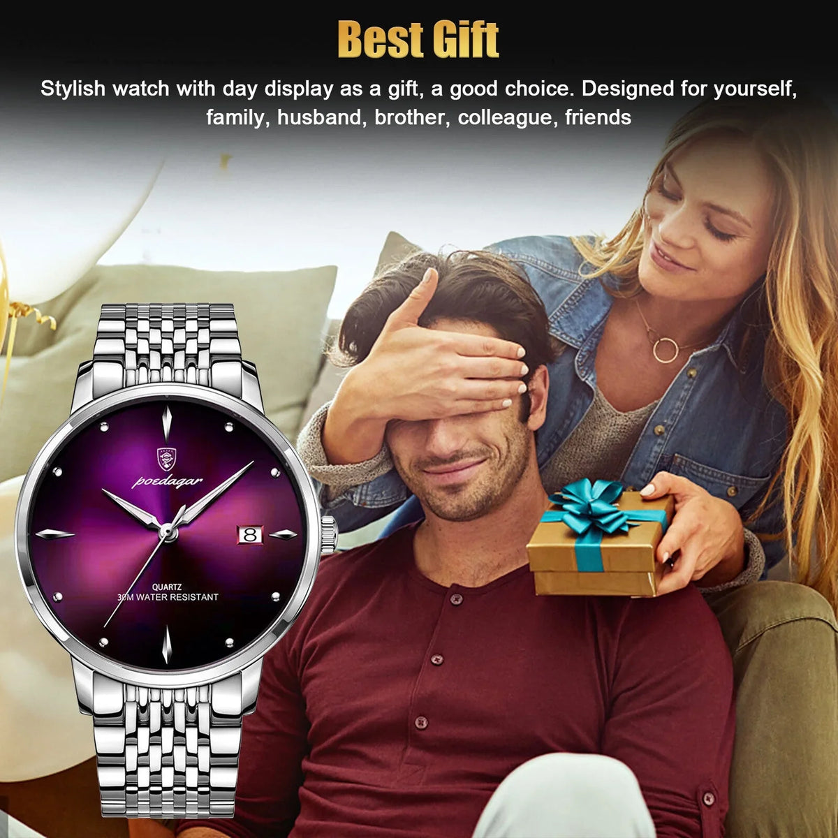 Quartz Men's Steel Waterproof Stainless Classic Luxury Wristwatch Luminous Watch