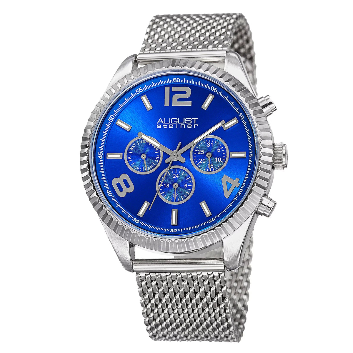 Watch Stainless Steel Bracelet Time Swiss Silver-Tone Quartz Multifunction Men's Dual
