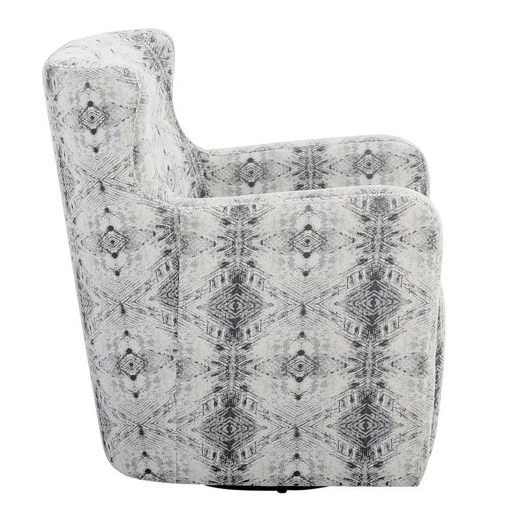 Contemporary Swivel in 30" Lonita Off Chair Geometric Lexicon White Chenille