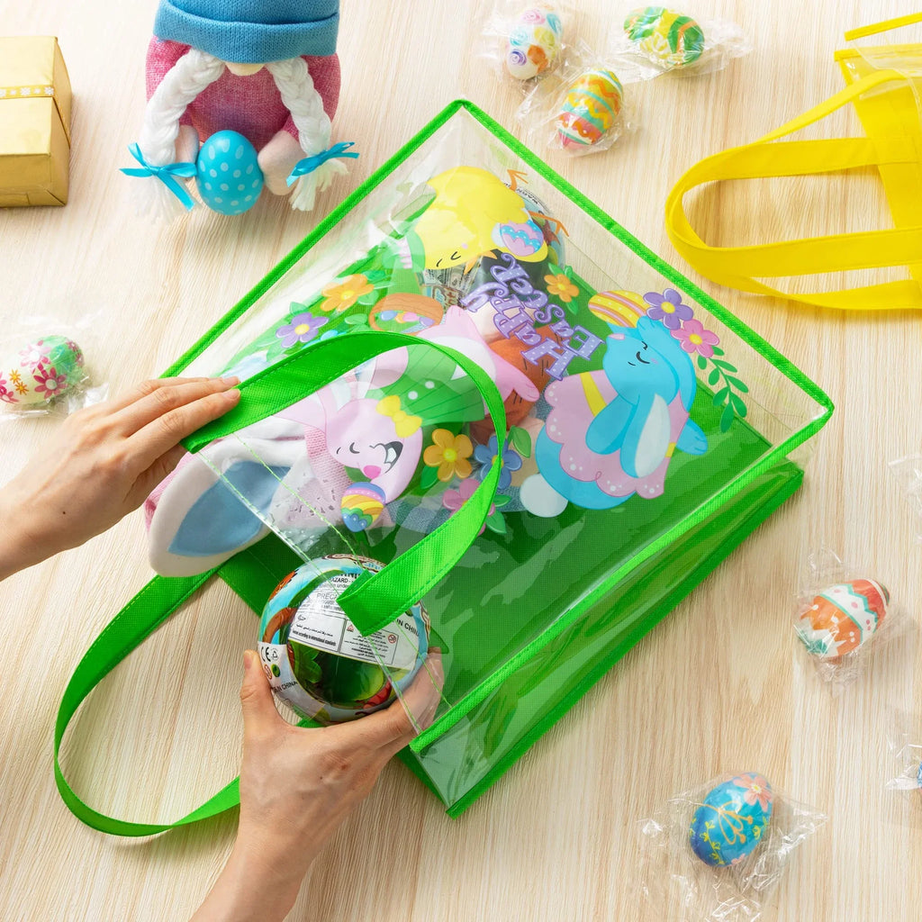 Reusable Tote for Bags Easter Favors Treat with Pcs Easter for Bags Kids, Gift Hunt, Egg Syncfun Easter Party Handles Goodie Supplies Large 6