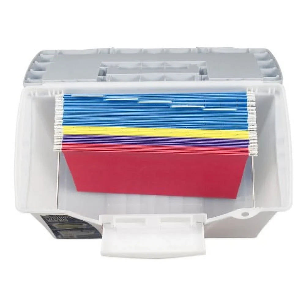 Portable Lid, Storex x Organizer 12", with Files, 14.5" 10.5" x Clear/Silver Letter/Legal Filebox Letter/Legal