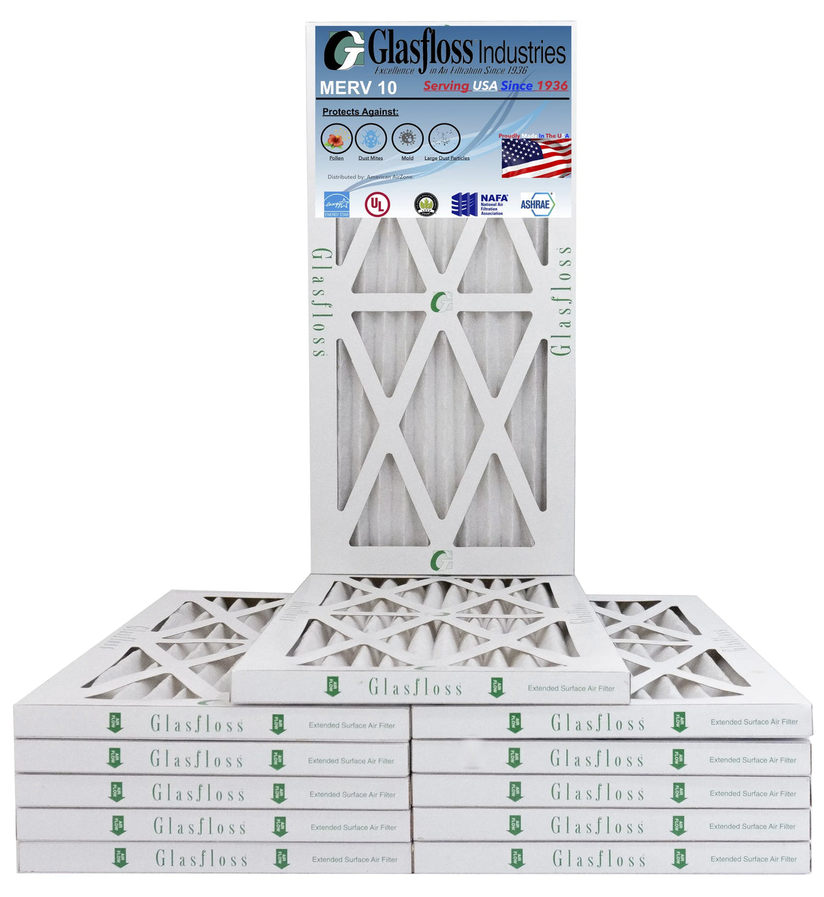 (Actual - 10 Air x 11.5 Glasfloss dimension: - Filter in Made 26.5x7/8 Furnace 12x27x1 USA -Qty:12 - MERV inch)