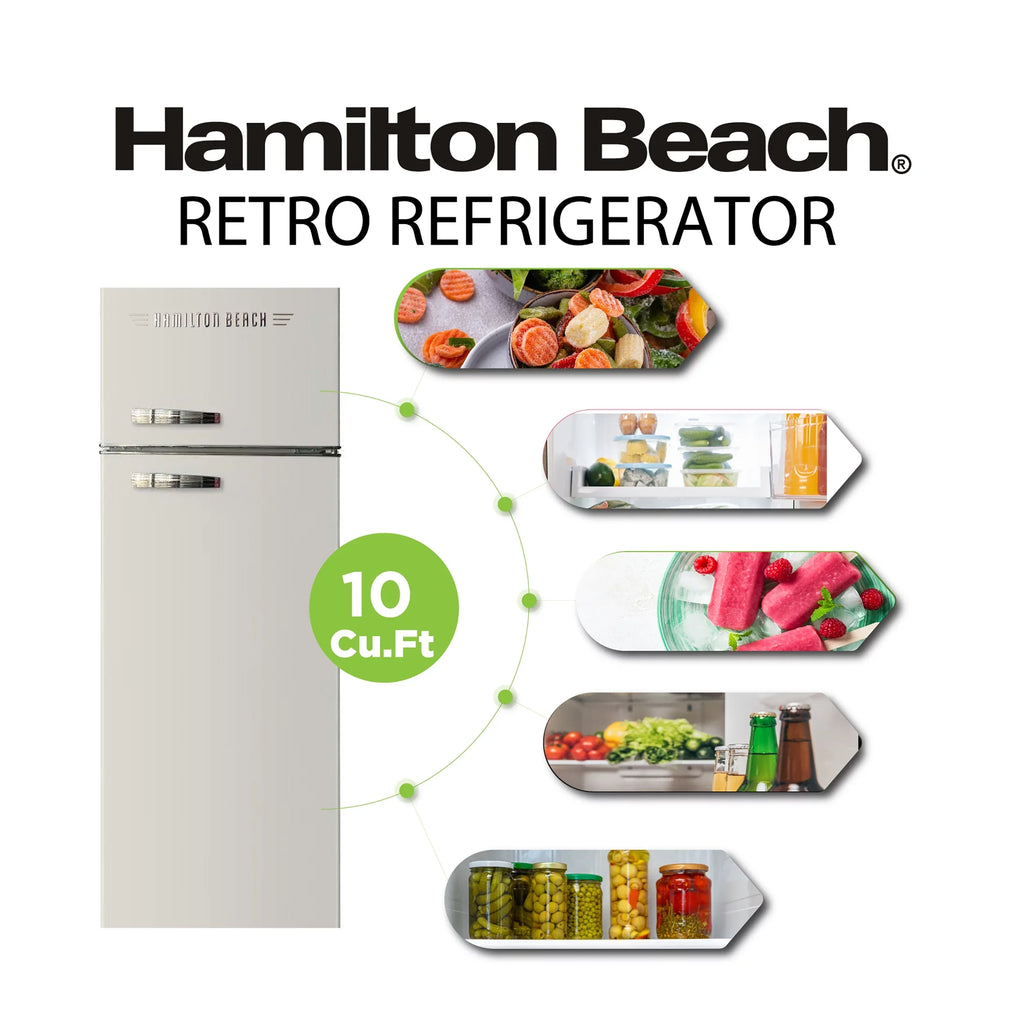 Cu Shelves, Free, Cream, Thermostat Ft HCFC Door Door 2 HBF1050, Hamilton 10 Control 5 Retro Refrigerator, Adjustable Beach