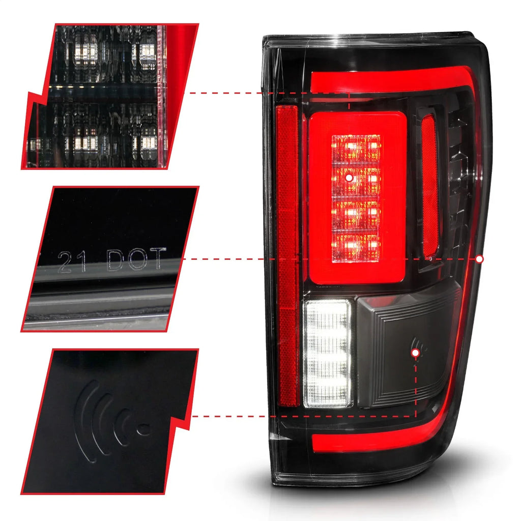 CAB select: 2022 Signal Taillights w/BLIS - F150, Seq. LED Black ANZO Fits SUPER Housing 2021 F150 21-23 F-150 Cover