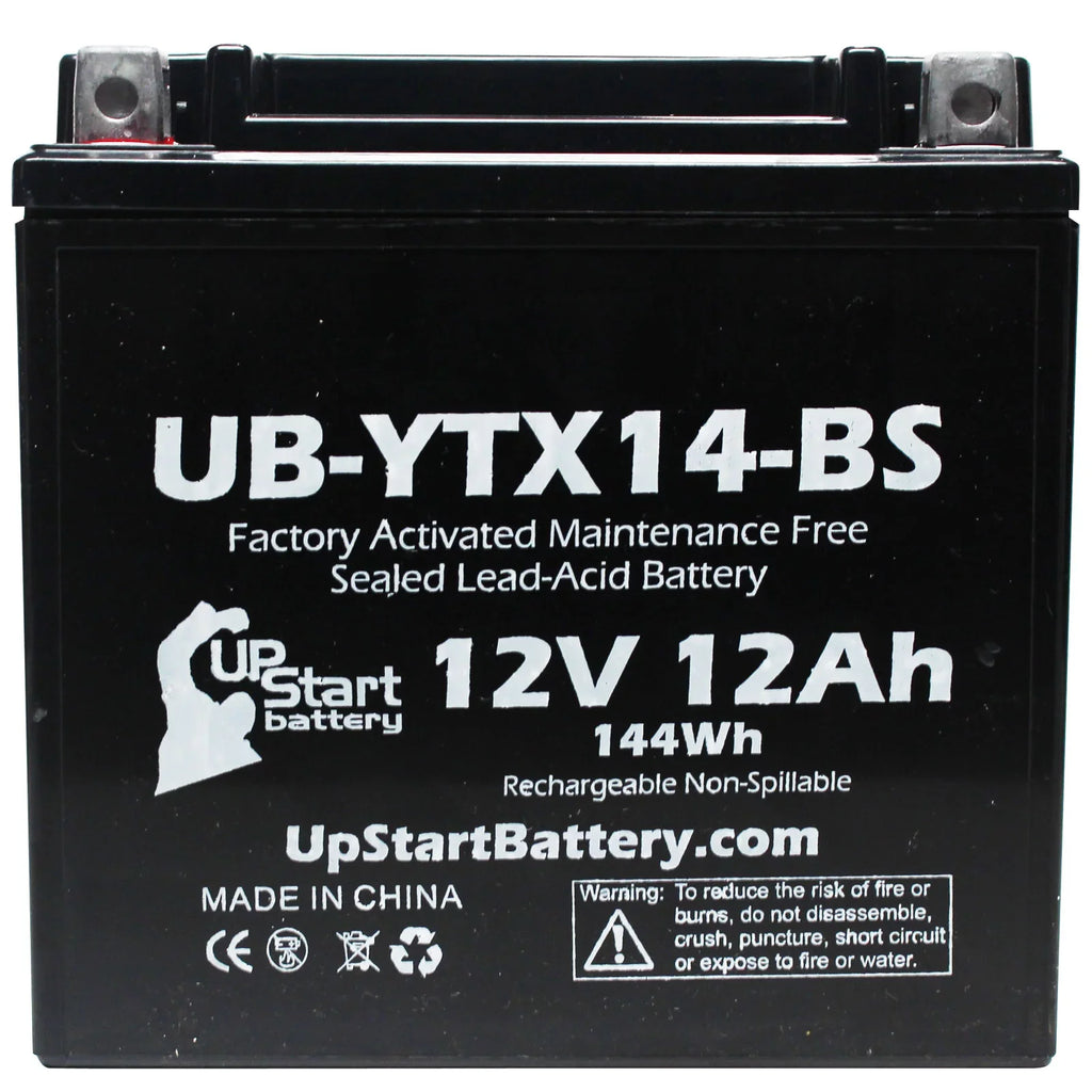 GS Activated, Battery Battery 800 Maintenance Replacement Factory - 5-Pack Free, CC Motorcycle 2010 for UpStart UB-YTX14-BS 12V, 12AH, F800ST,