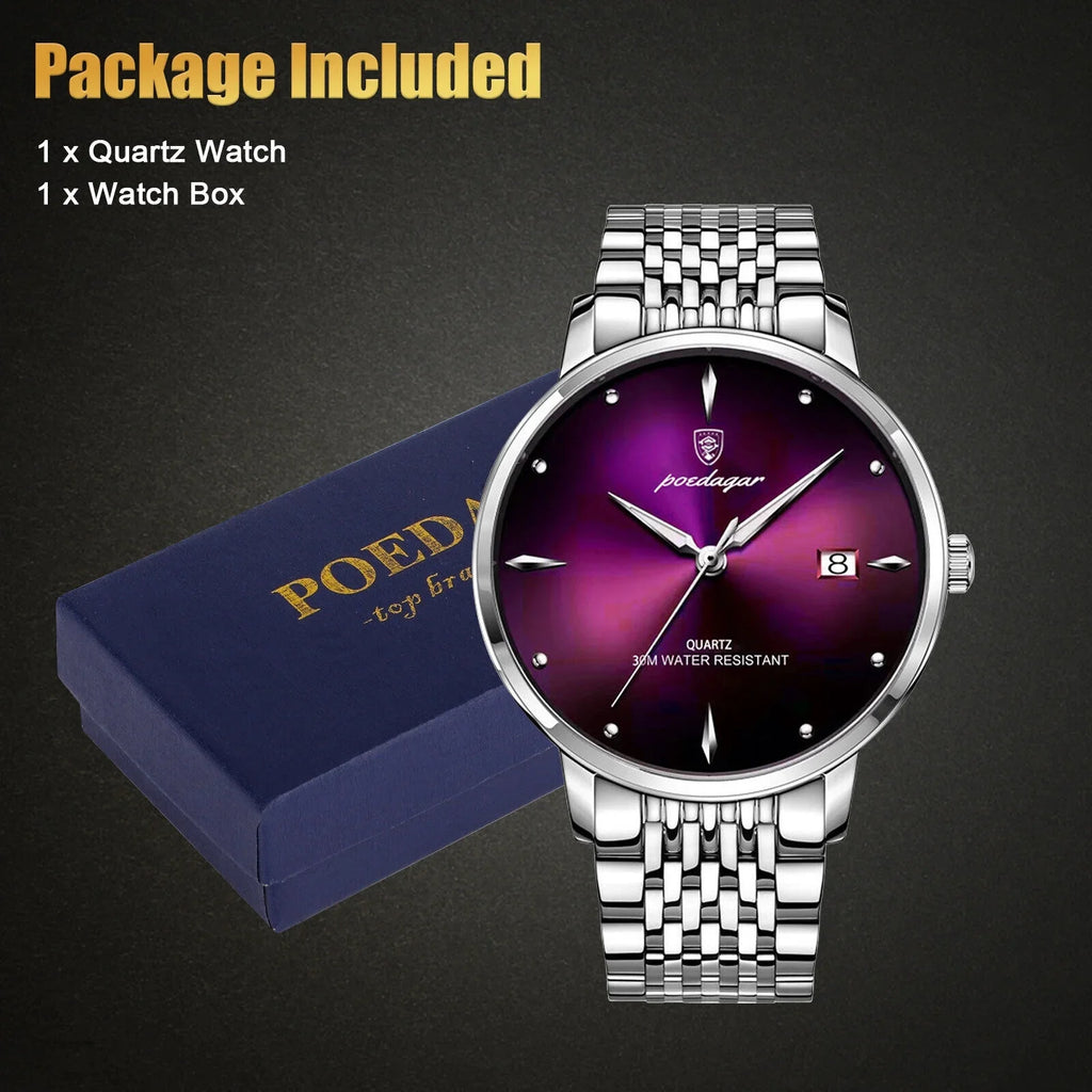 Quartz Men's Steel Waterproof Stainless Classic Luxury Wristwatch Luminous Watch