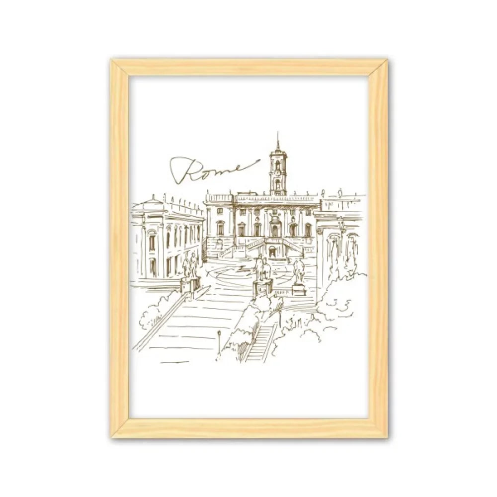 Rome di Trevi A4 Fontana Wooden Picture Decoration Painting Fontana Decorative Home Frame Landmark