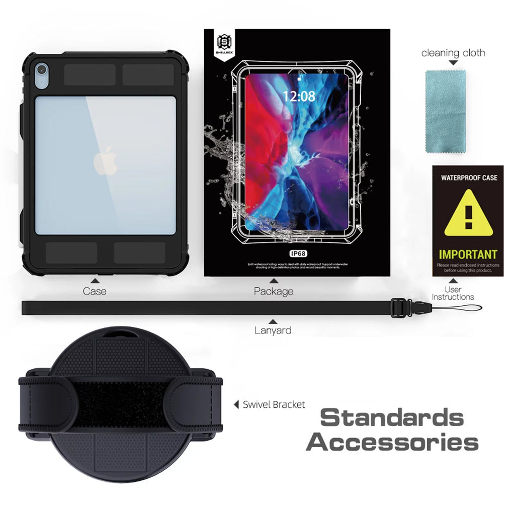 Dustproof Genetation 10th for Underwater Kickstand Pencil IP68 with Case Strap iPad Swivel Rugged Protective (2022) 10.9" Waterproof Shockproof Holder Bracket K-Lion Case Protector Screen Carrying