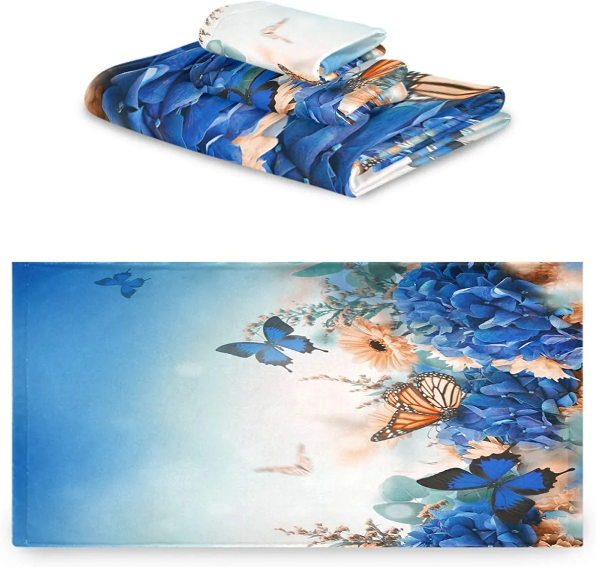 Decorative Hotel, for Spa Towel+1 Butterfly Set Flowers Towel+1 Bath Soft Luxury of Washcloth, Gym, Towels, 3 Beautiful Wellsay Shrubs and Multipurpose 1 Kitchen Bathroom, Hand