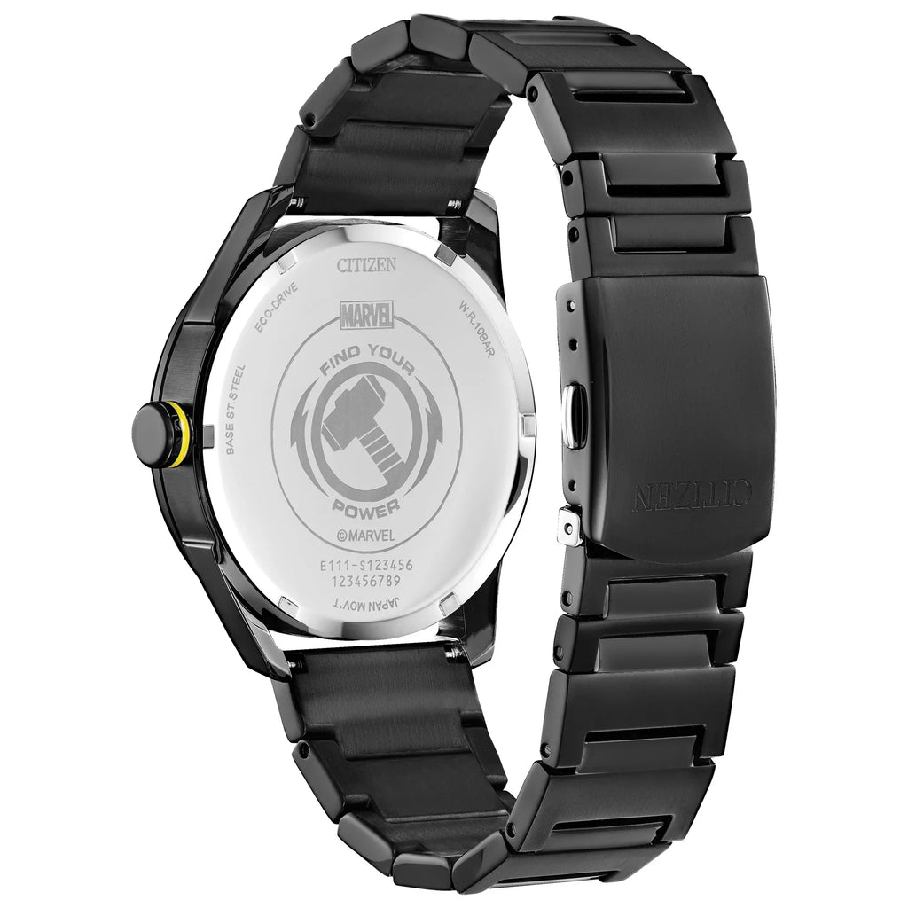 Stainless Citizen Eco-Drive - Marvel Thor BM6987-50W Steel IP Men's Watch Black