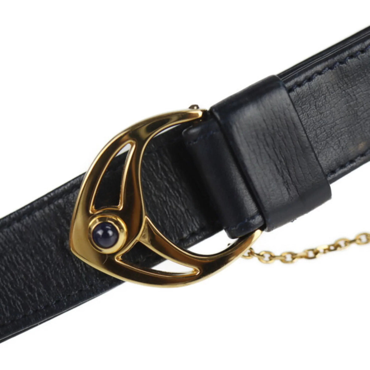 sapphire CARTIER line 2WAY dark (Good) bag leather navy clutch Pre-Owned shoulder calf Cartier