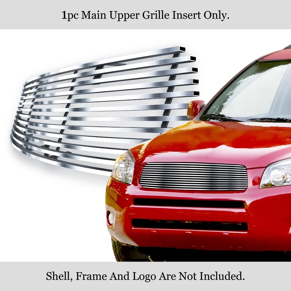 APS RAV4 with Steel Main Upper 2006-2008 N19-C06468T Stainless Compatible Horizontal Toyota Billet Grille Premium Silver