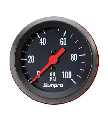 Mechanical 0-100 Bezel CP8216 2" Black Pressure Sunpro Oil / Gauge New Black PSI
