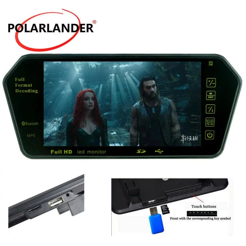 Car TFT FM Mirror RearView Bluetooth TF HD Full with Monitor Built-in Photo 7" LCD Car USB Display inch Mp5 Slot