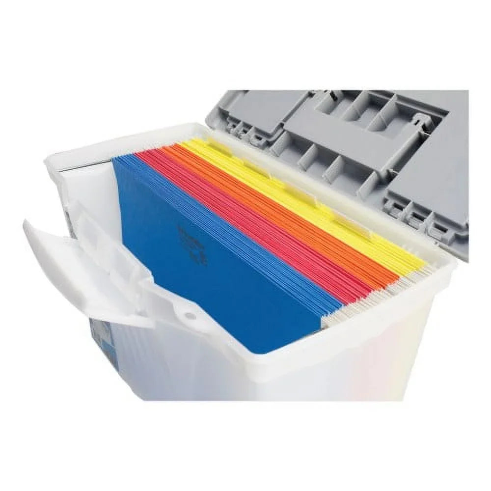 Portable Lid, Storex x Organizer 12", with Files, 14.5" 10.5" x Clear/Silver Letter/Legal Filebox Letter/Legal