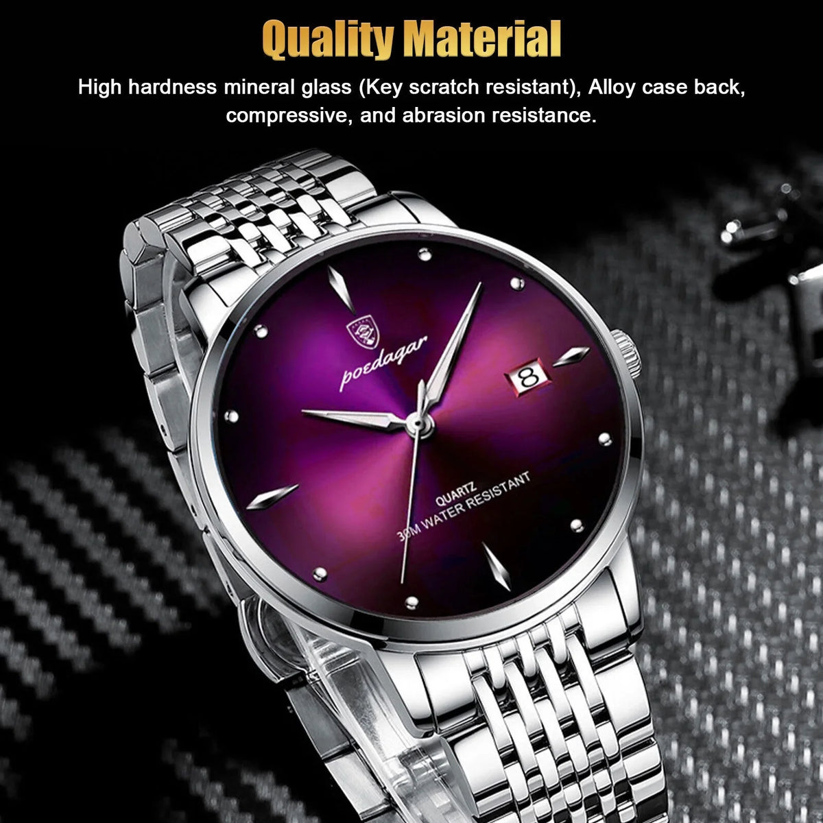 Quartz Men's Steel Waterproof Stainless Classic Luxury Wristwatch Luminous Watch
