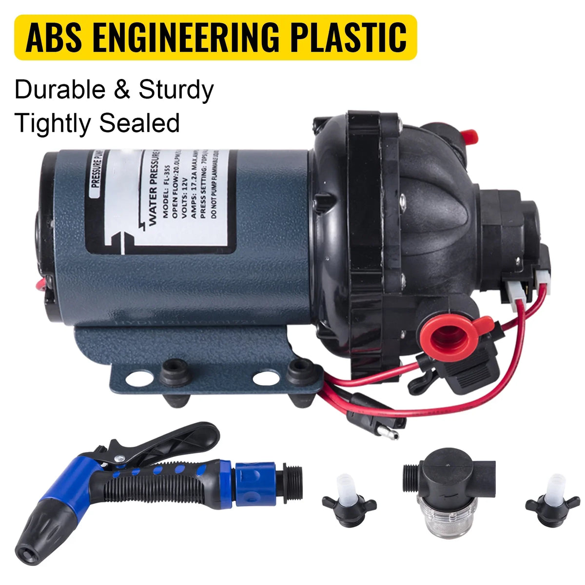 Yacht BENTISM for Coiled 25 Automatic GPM Foot Rv Hose 70 5.3 PSI Marine Pump RV Diaphragm Caravan Pump Per Boats liquid Washdown liquid Minute Gallons with 5.5 Pumps Pump 12V