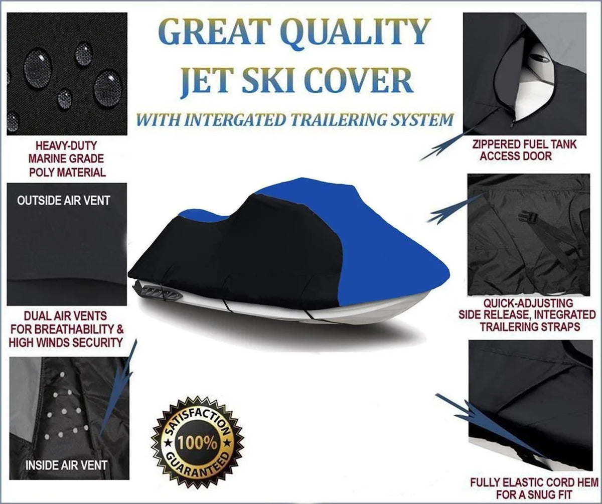Arctic seat 116"-119" Jet BLUE Ski Shark for Tiger 600 DENIER / Cat Cover BLACK Compatible 2-3 HEAVY-DUTY,
