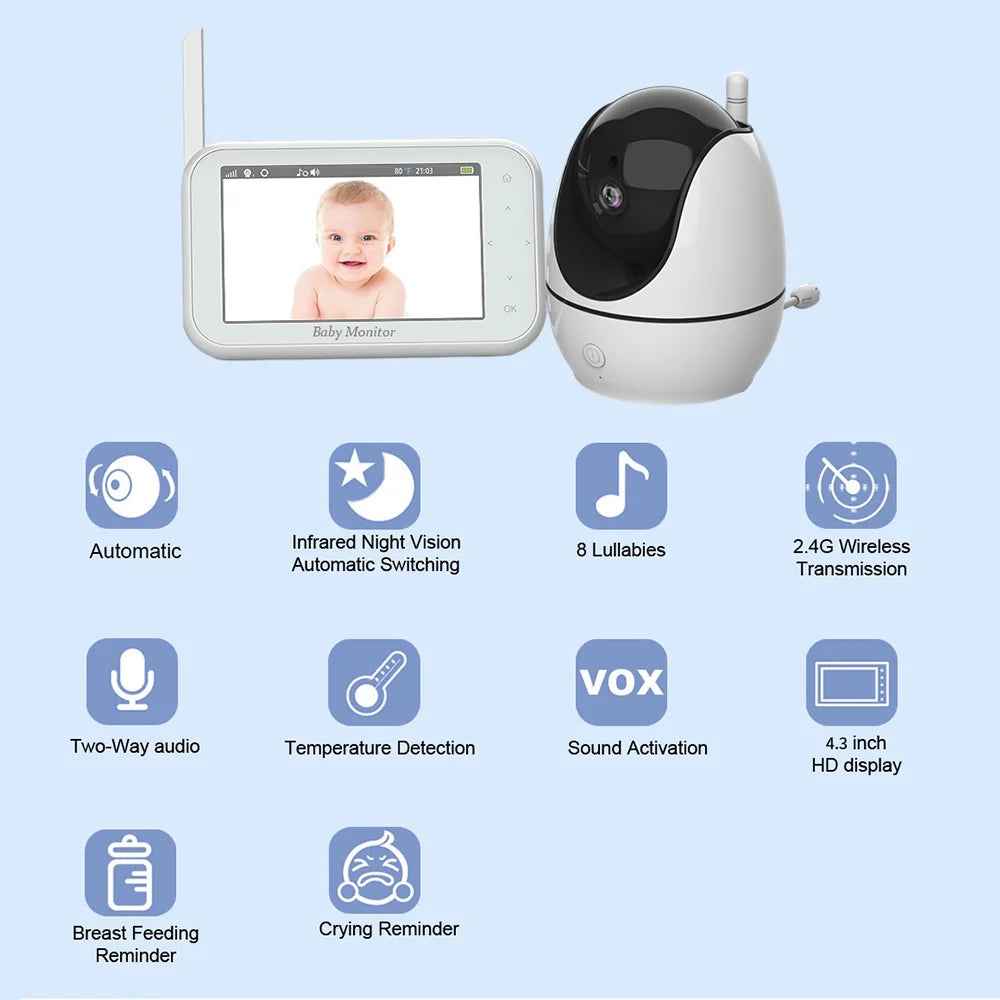 Inch Motion Vision LCD 720P Audio Screen inch 4.5 Way 2 Infrared Infrared 8 with Audio Dazzduo Monitor 4.5 Camera,Function Loop - Wireless OWSOO 2-Way 4.5 Includes - Camera 8 LCD Camera Video LCD