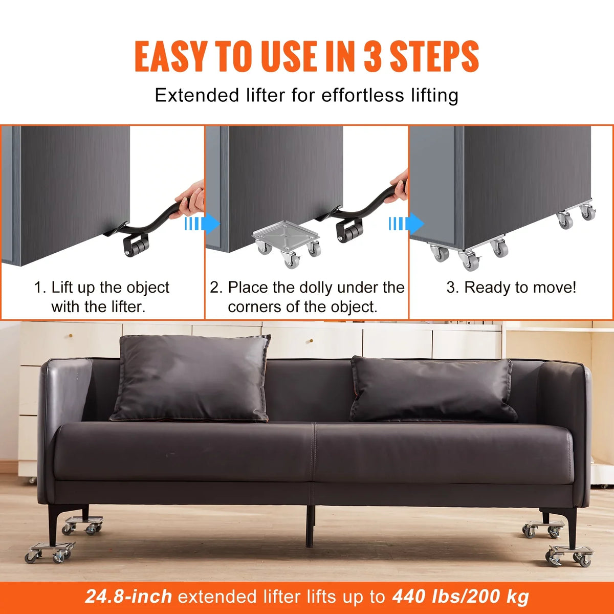 Lift Moving Dolly, Mover 360° Swivel Panel with Wheels Furniture Moving Lbs Steel PP & Set Sofa,Furniture Furniture Carbon Capacity Refrigerator Furniture for 500 Heavy SKYSHALO Tool Dollies
