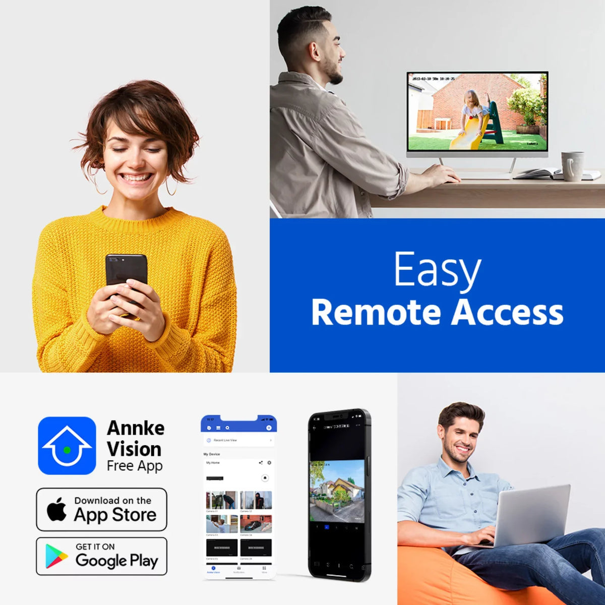 Vandal-Proof 4Pcs 256 Access PoE Camera IP ANNKE Supports Audio Weatherproof 4K GB Recording IK10 H.265+ with IP67 Ultra Motion ONVIF 8MP Remote Alerts Dome HD Card TF Security