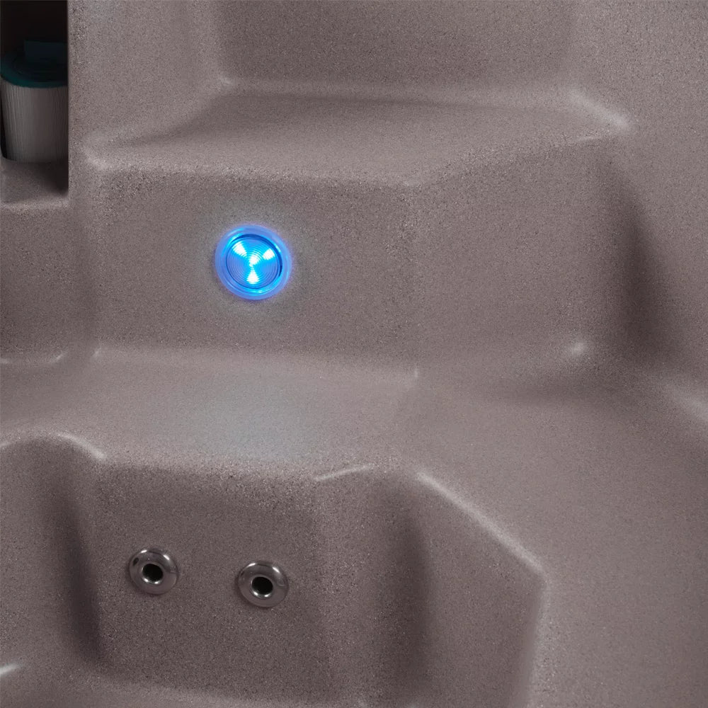 with Tub Seater Cover, 8 Tub Spa Hot & LED Millstone Jets, Aqualife lighting Lagoon 20 Brown