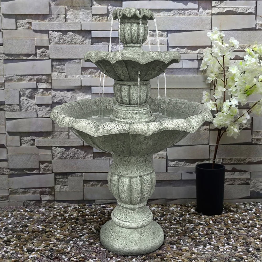 39In Concrete liquid exterior Mediterranean 3Tier Fountain Construction