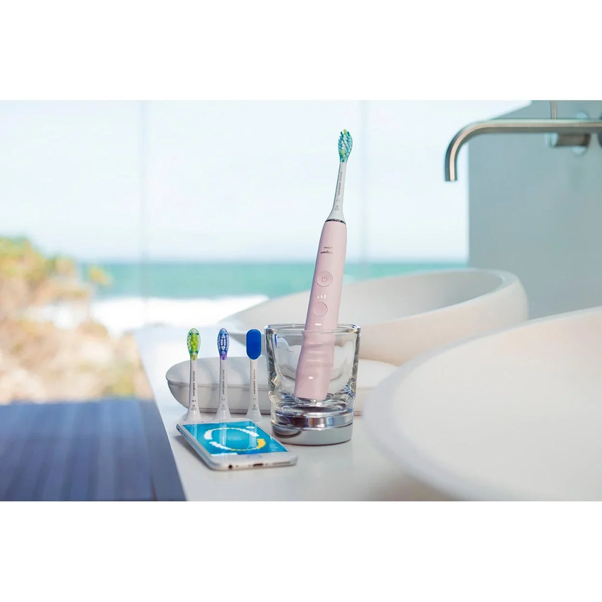 Toothbrush, Pink, Electric 9500 Philips Power Sonicare Rechargeable Smart HX9924/21 DiamondClean