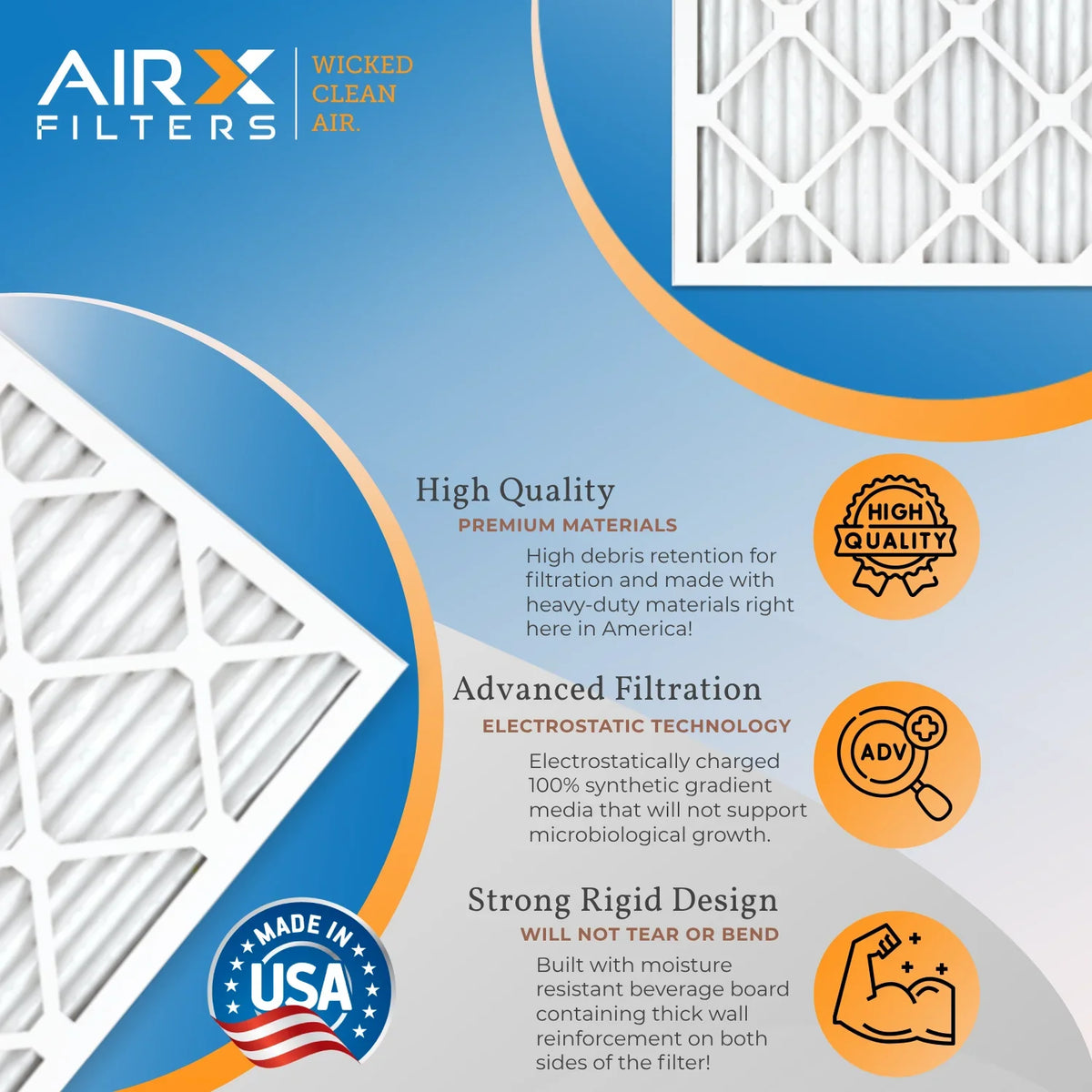 in 18x24x2 MERV 700 USA to Filter Made AIR. - CLEAN 12 of 8 by MPR Filters & 5 FILTERS AIRX FPR Pack Rating, Furnace Comparable WICKED Air