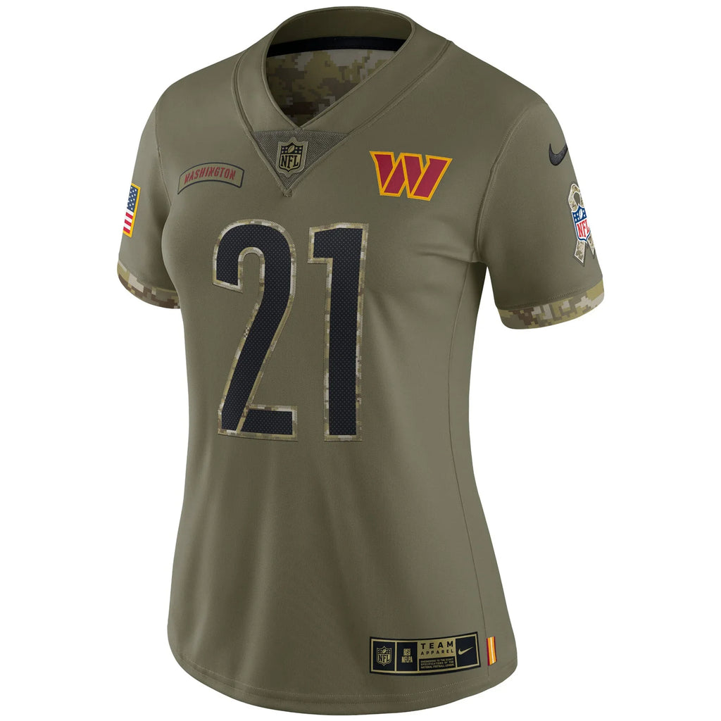 Women's Taylor 2022 Retired Player Washington Jersey Sean Limited To Salute Olive Commanders Service