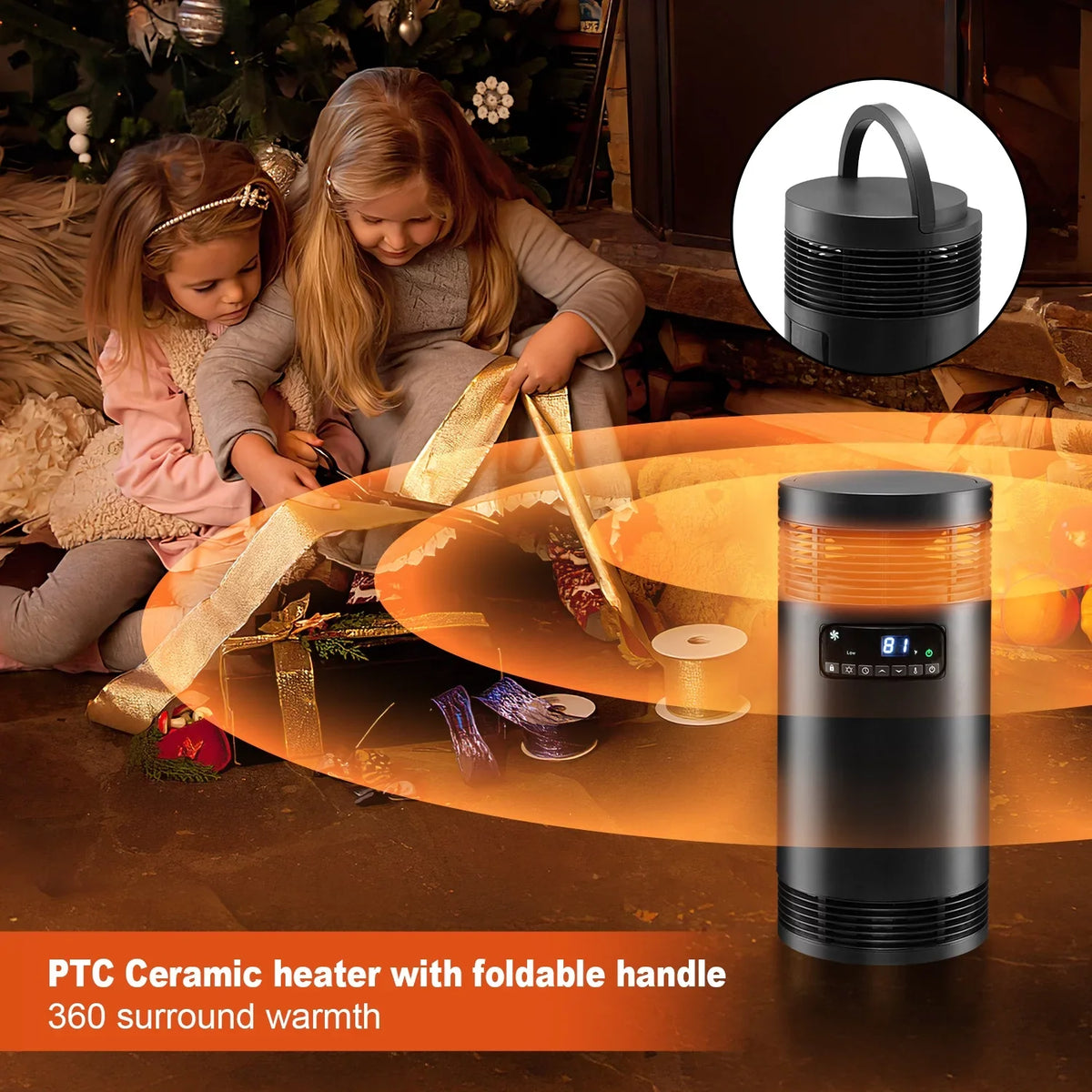 with Use, Only PTC Office Space Electric Safety Ceramic Desk Thermostat, Mode, Heater Protection Surround 1500W for Portable 360° with Office Indoor Heater Fan for Heater