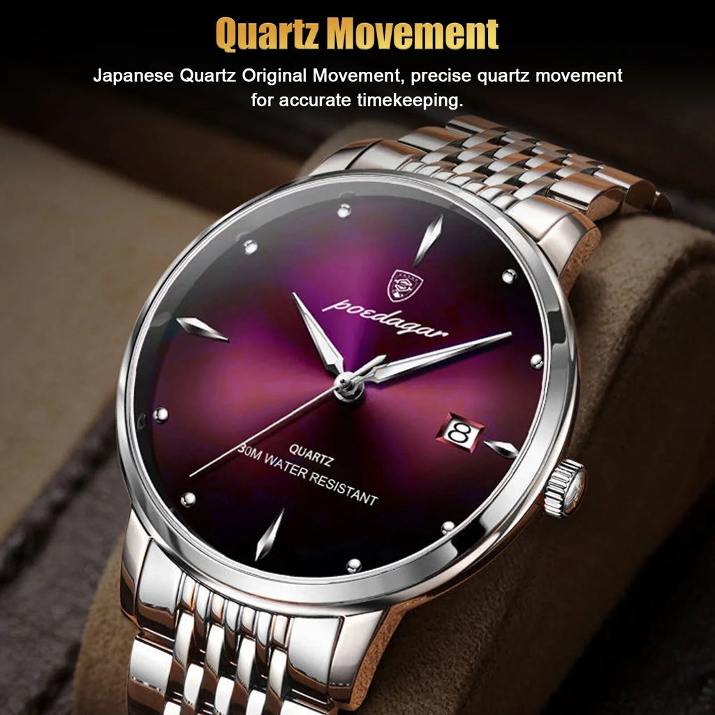 Quartz Men's Steel Waterproof Stainless Classic Luxury Wristwatch Luminous Watch