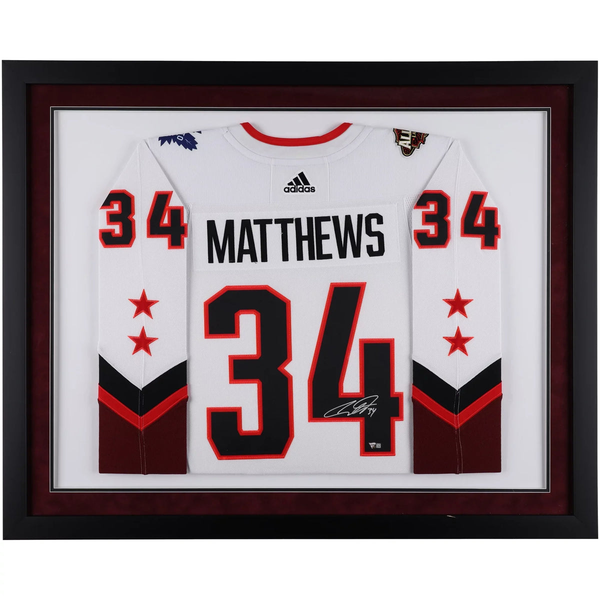 Auston 2022 Authentic Game Maple NHL Toronto White Matthews Deluxe Leafs Jersey Autographed Framed All-Star